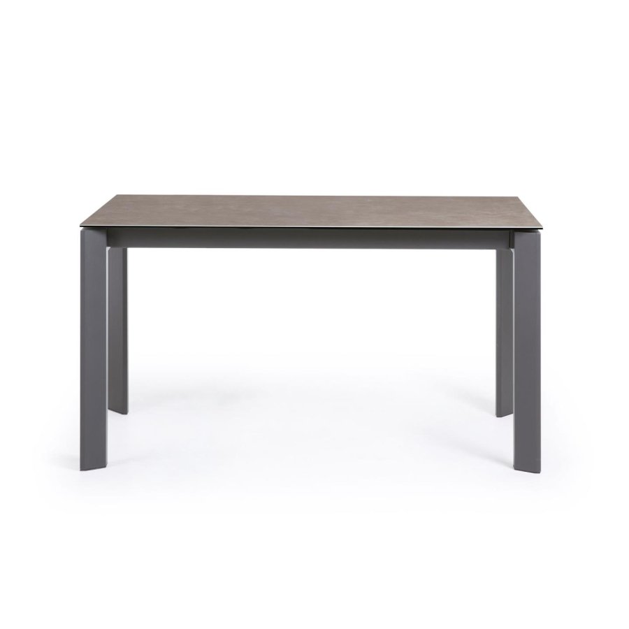 KAVE HOME Axis uttrekkbart porselensbord i antrasittfarget Volcano Ash-finish med stlben 140(200) cm