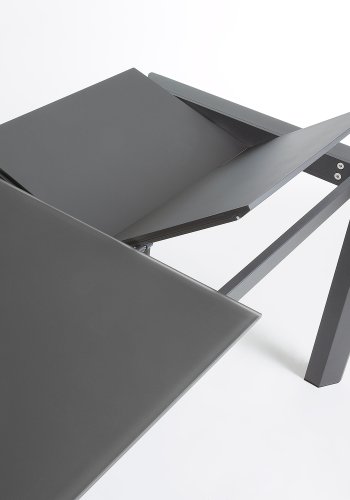 KAVE HOME Axis spisebord, med butterfly bordplate - grtt glass og mrk grtt stl (160(220)x90)