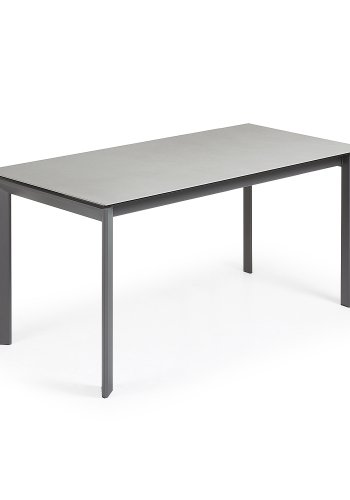 KAVE HOME Axis uttrekkbart porselensbord i Hydra Lead-finish med antrasittfargede ben 160 (220) cm
