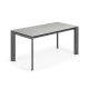 KAVE HOME Axis uttrekkbart porselensbord i Hydra Lead-finish med antrasittfargede ben 160 (220) cm