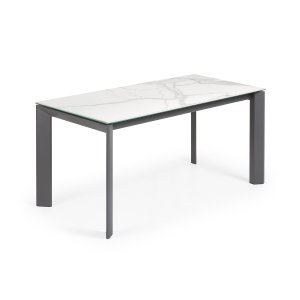 KAVE HOME Axis spisebord, m. butterflybordplade - hvid Kalos porceln/antracitgr stl (160(220)