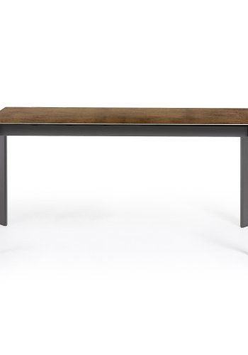 KAVE HOME Axis uttrekkbart porselensbord med Iron Corten-finish og mrkegr stlben, 160 (220