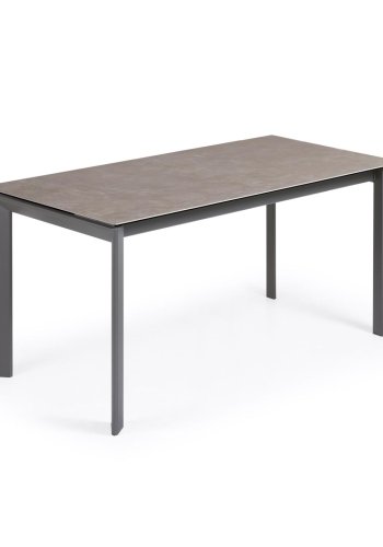 KAVE HOME Axis Esstisch, mit Butterfly-Tischplatte - Vulcano Ceniza Porzellan/anthrazitgrauer Stahl (160(220)