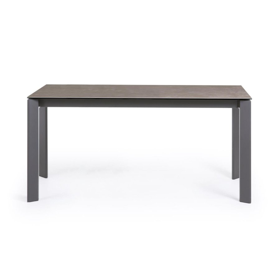 KAVE HOME Axis Esstisch, mit Butterfly-Tischplatte - Vulcano Ceniza Porzellan/anthrazitgrauer Stahl (160(220)