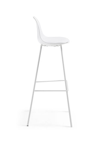KAVE HOME Lysna barstol - hvit plast/metall/syntetskinn 