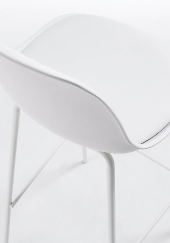 KAVE HOME Lysna barstol - hvit plast/metall/syntetskinn 