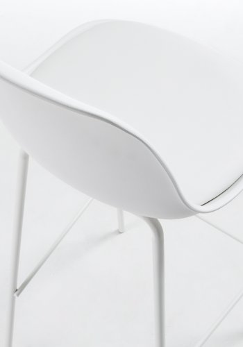 KAVE HOME Lysere barkrakk, med ryggsttte og fotsttte - hvit polypropylen, PU og stl