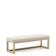 KAVE HOME Loya b�nk, rektangul�r - beige chenille og natur b�getr� (128x42)