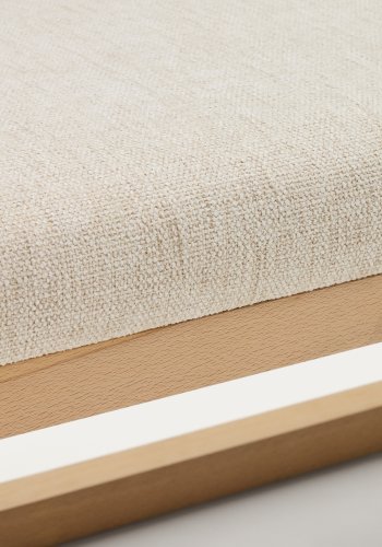 KAVE HOME Loya b�nk, rektangul�r - beige chenille og natur b�getr� (128x42)