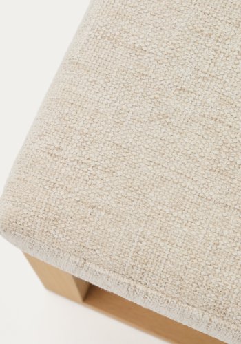 KAVE HOME Loya b�nk, rektangul�r - beige chenille og natur b�getr� (128x42)