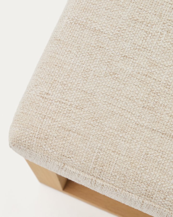 KAVE HOME Loya b�nk, rektangul�r - beige chenille og natur b�getr� (128x42)