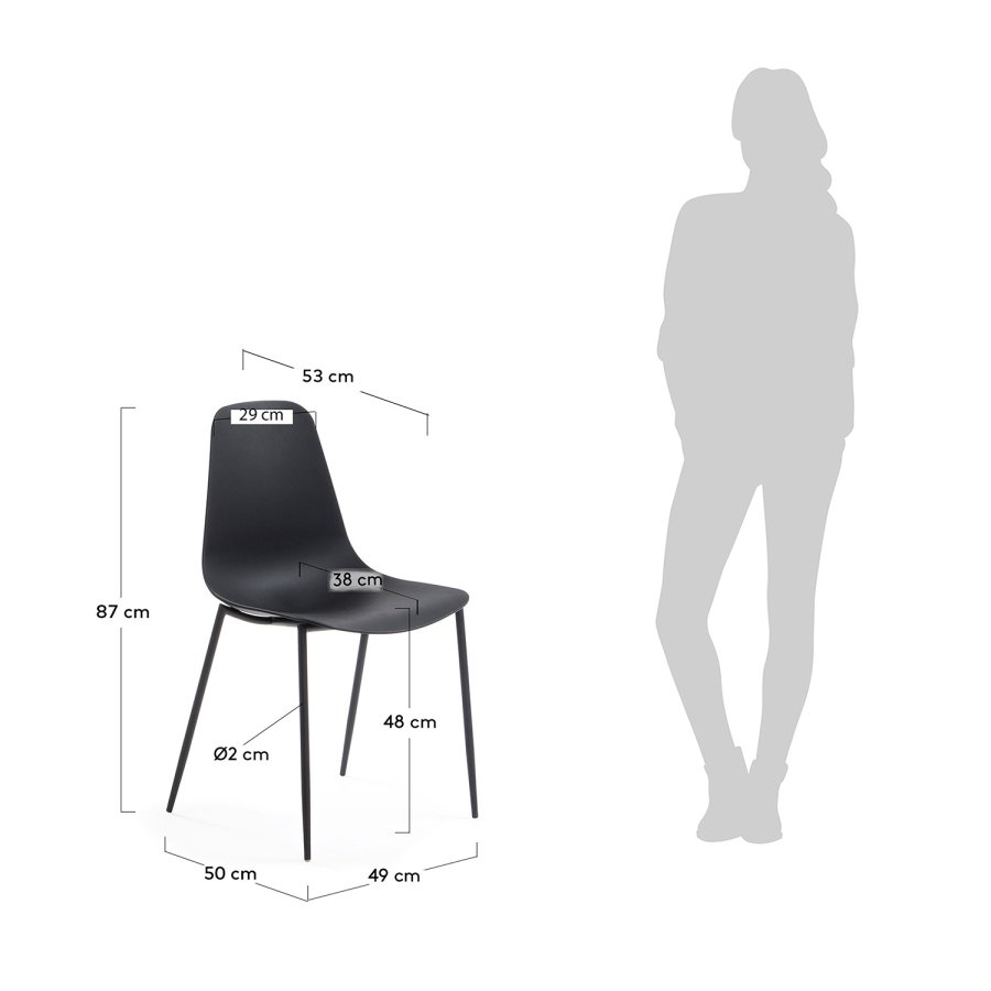 KAVE HOME Wassu spisestol - svart plast og metall