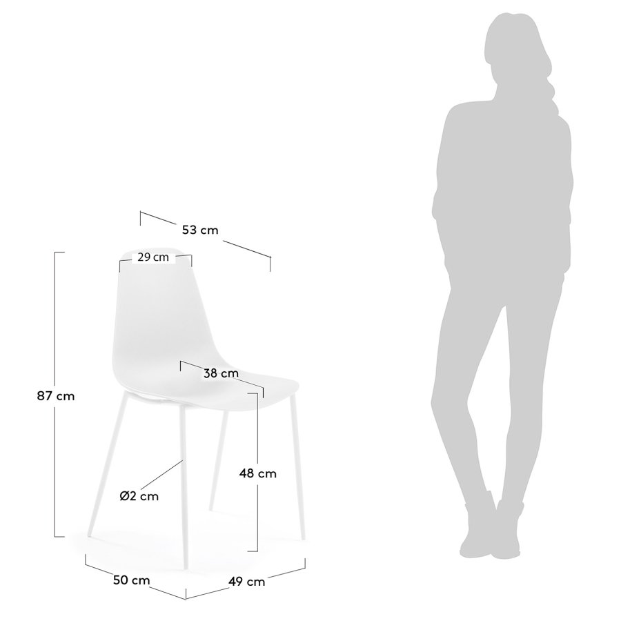 KAVE HOME Wassu spisestol - hvit plast og stl