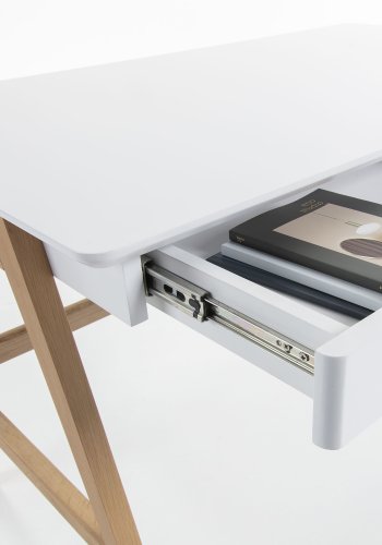 KAVE HOME Ingo skrivebord - hvit/naturlig MDF/eik, m. 2 skuffer