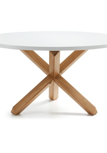 KAVE HOME Nori spisebord - hvit/natur MDF/eik, rundt (135)