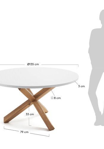 KAVE HOME Nori spisebord - hvit/natur MDF/eik, rundt (135)