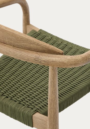 KAVE HOME Nina hagestol, med armlener, stabelbar - grnt tau og akasietre