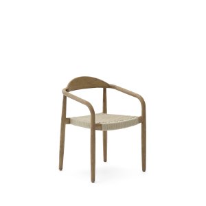 KAVE HOME Nina havestol, m. armln, stabelbar - ecru rebsnor og akacietr