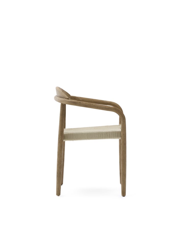 KAVE HOME Nina stabelbar stol laget av FSC 100 % heltre akasie og ecru tausnor