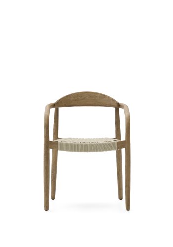 KAVE HOME Nina stabelbar stol laget av FSC 100 % heltre akasie og ecru tausnor