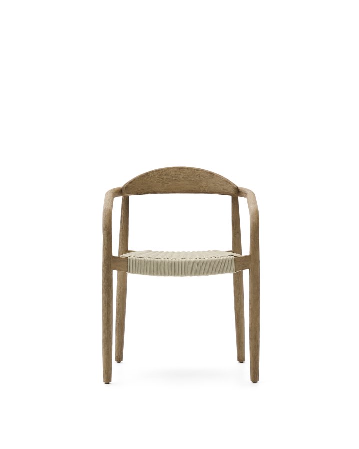 KAVE HOME Nina stabelbar stol laget av FSC 100 % heltre akasie og ecru tausnor