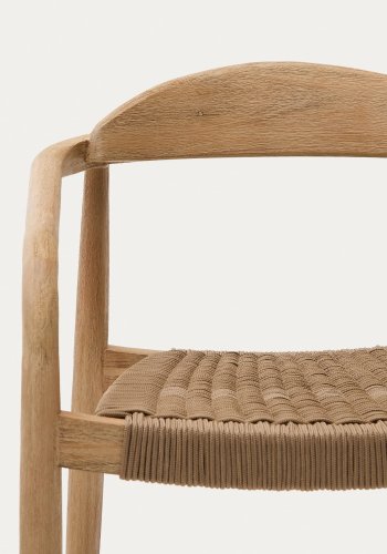 KAVE HOME Nina Tr�dg�rdsstol med Armst�d - Beige Rep och Naturlig akaciatr�