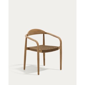 KAVE HOME Nina Tr�dg�rdsstol med Armst�d - Beige Rep och Naturlig akaciatr�