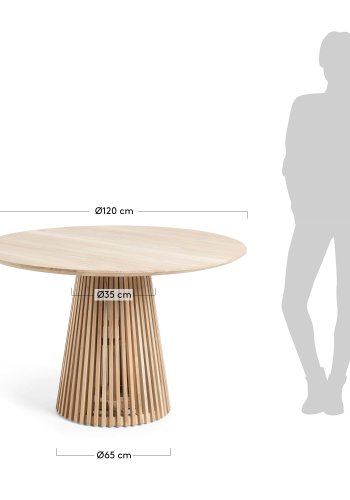 KAVE HOME Irune spisebord - naturlig teak, rundt (120) 