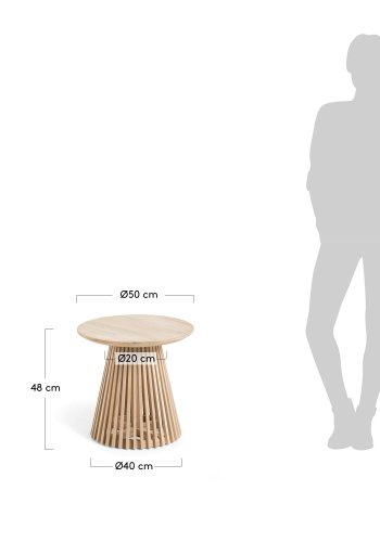 KAVE HOME rundt Irune sidebord - naturlig teak (50)