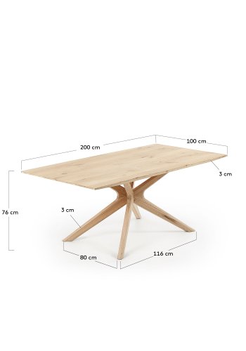 KAVE HOME Armande spisebord, rektangulrt - hvitkalket eikefiner (200x100)