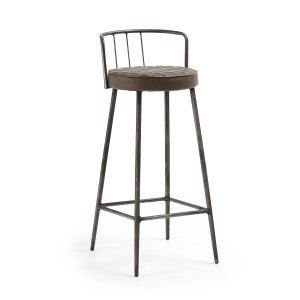 KAVE HOME Tiva barstol - brunt syntetisk skinn og stl 