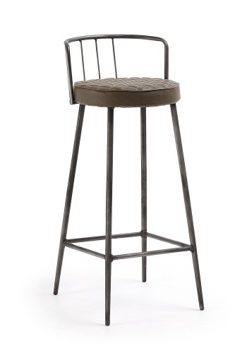 KAVE HOME Tiva barstol - brunt syntetisk skinn og stl 