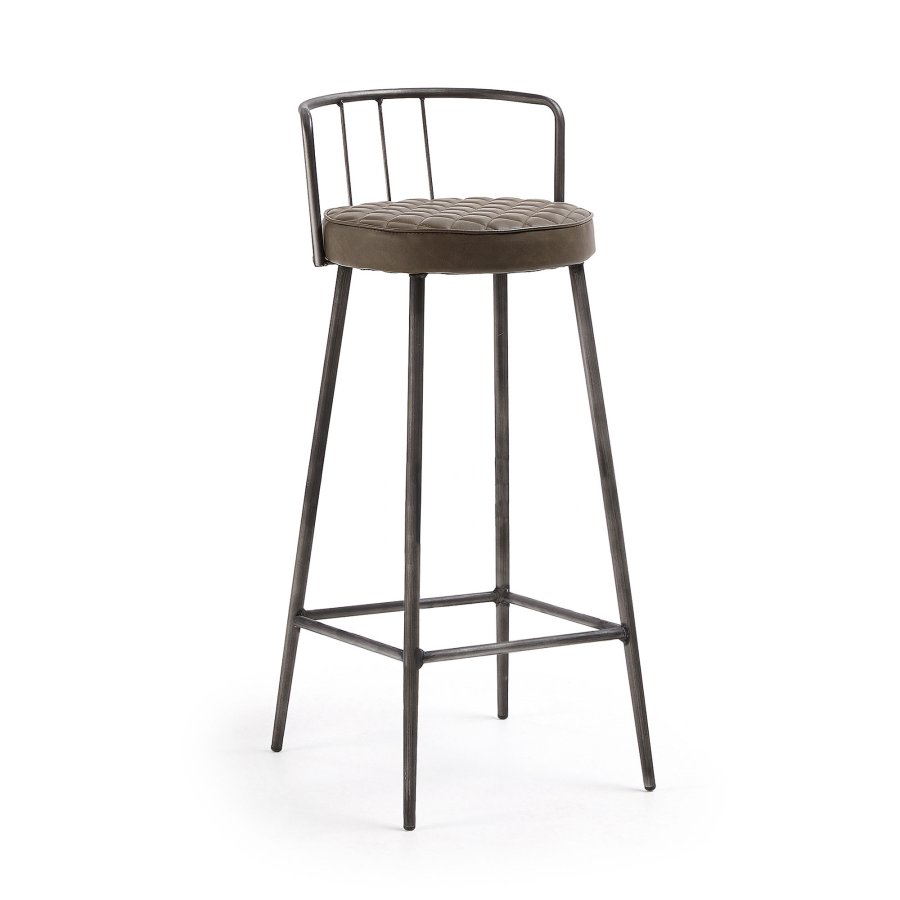 KAVE HOME Tiva barstol - brunt syntetisk skinn og stl 