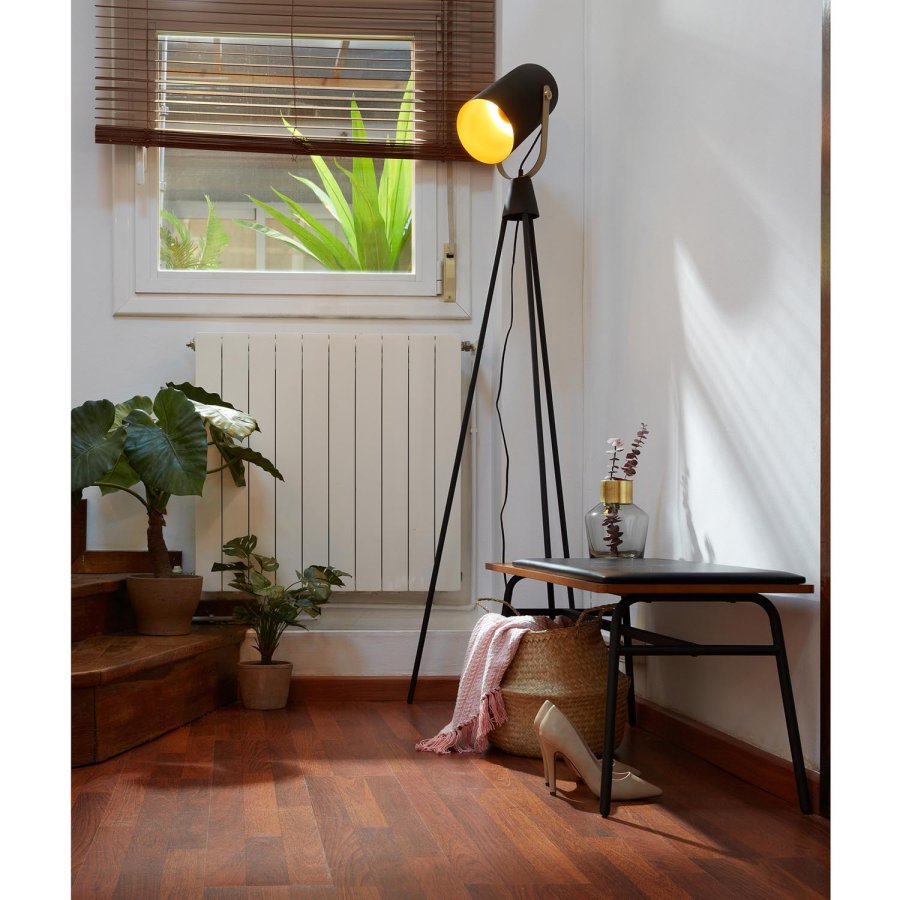 KAVE HOME Arabella benk - brun/svart valnttfinish/syntetisk skinn og metall, rektangulr (100x40)