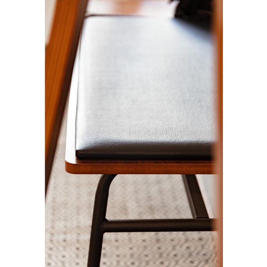 KAVE HOME Arabella benk - brun/svart valnttfinish/syntetisk skinn og metall, rektangulr (100x40)