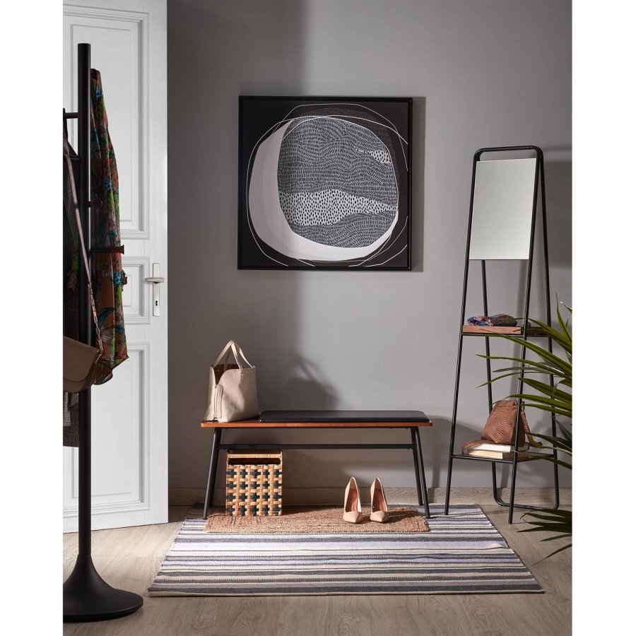 KAVE HOME Arabella benk - brun/svart valnttfinish/syntetisk skinn og metall, rektangulr (100x40)