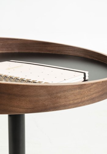 KAVE HOME Karlin sidebord - brun valnttfinish og metall, rundt (46)