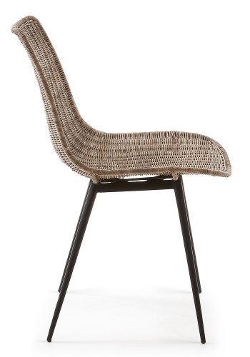 KAVE HOME Lika matbordsstol - naturrotting och svart st�l