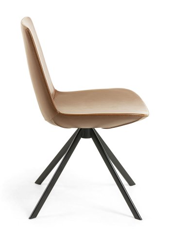 KAVE HOME Zeva spisestuestol - brunt syntetisk skinn og sort stl