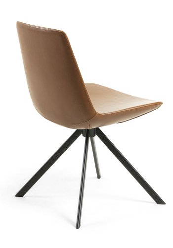 KAVE HOME Zeva spisestuestol - brunt syntetisk skinn og sort stl