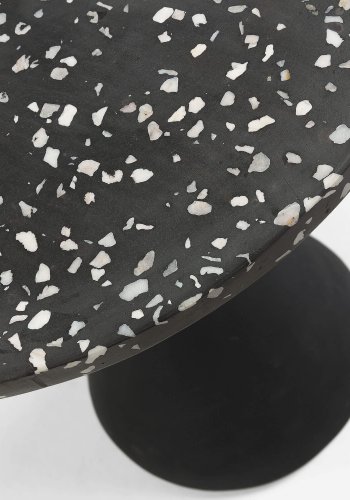KAVE HOME rund Melano sidebord - sort terrazzo/metal (40) 