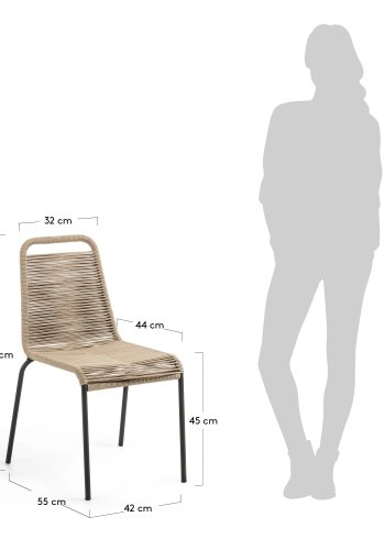 KAVE HOME Glenville spisestuestol - brunt polyestertau og sort stl 