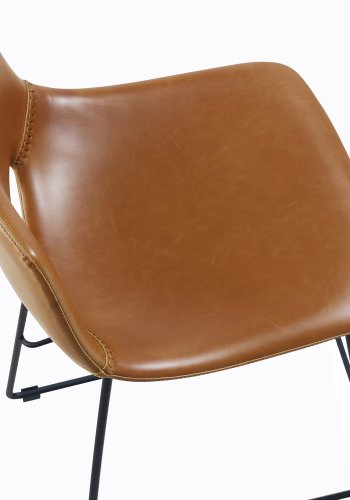 KAVE HOME Zahara barkrakk, med ryggsttte og fotsttte - brunt syntetisk skinn og svart stl