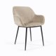 KAVE HOME Konna spisebordsstol, med armlener - beige chenille og sort stl