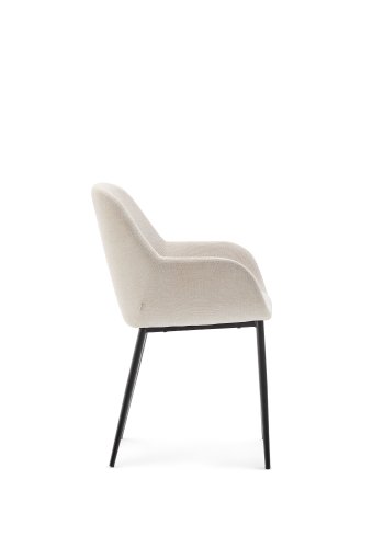 KAVE HOME Konna stol i beige og stlben i lakkert svart finish