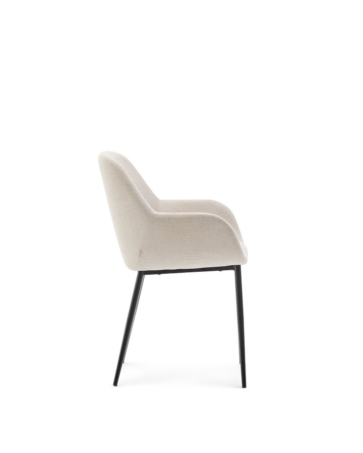 KAVE HOME Konna stol i beige og stlben i lakkert svart finish