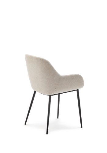 KAVE HOME Konna stol i beige og stlben i lakkert svart finish