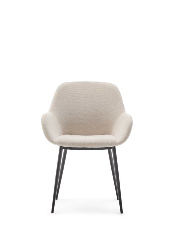 KAVE HOME Konna stol i beige og stlben i lakkert svart finish