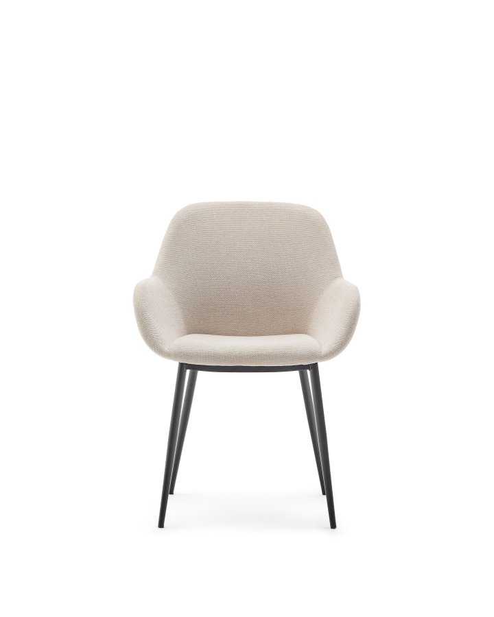 KAVE HOME Konna stol i beige og stlben i lakkert svart finish