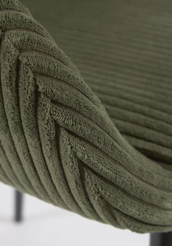 KAVE HOME Konna spisebordstol, med armlener - mrkegrnn kordflyel og sort stl